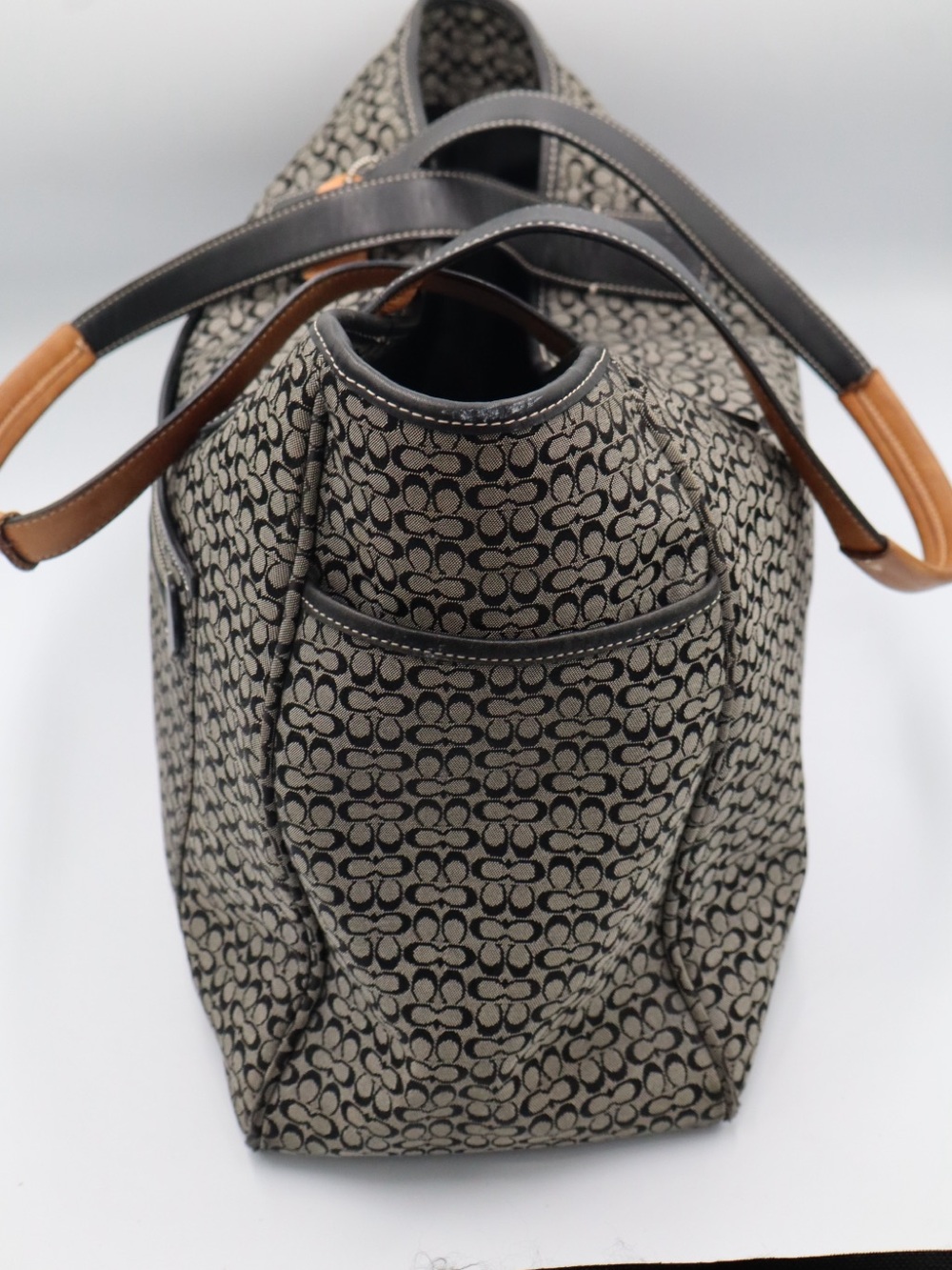 Coach Black with a touch of brown leather Signature Diaper Bag - Picture 4 of 14